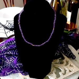 16” Amethyst bead necklace with 14K gold